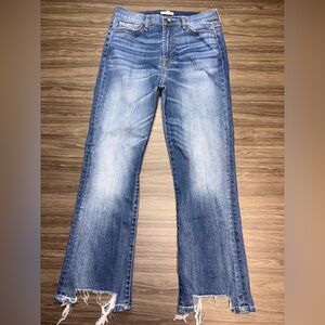 Splendid Jeans Womens 29 High Waist Slim Kick Cropped Chewed Distressed Hem Boho